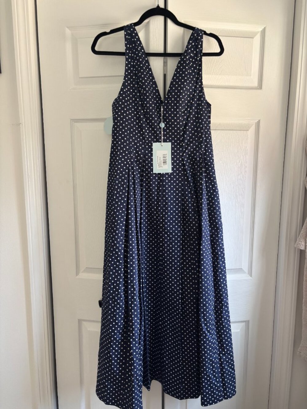 Hill House Home The Jacqueline Dress Navy Polka Dot Cotton NWT Medium - Picture 2 of 6